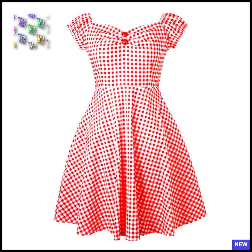 Retro Swing Dress Vintage 1950s Pinup Rockabilly Cocktail Party Cotton